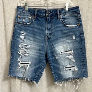American Eagle Men’s Distressed Blue Denim Shorts